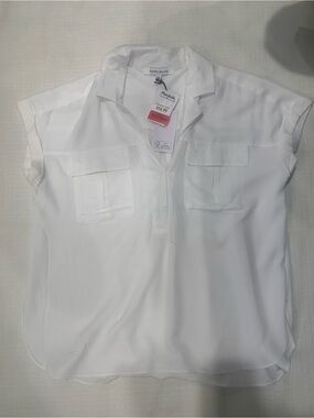 Rose&Olive White Short-Sleeve Utility Blouse